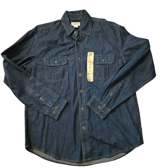 Magellan NWT Large Blue Button Down Shirt Long Sleeve Work Wear Neutral - Picture 1 of 6
